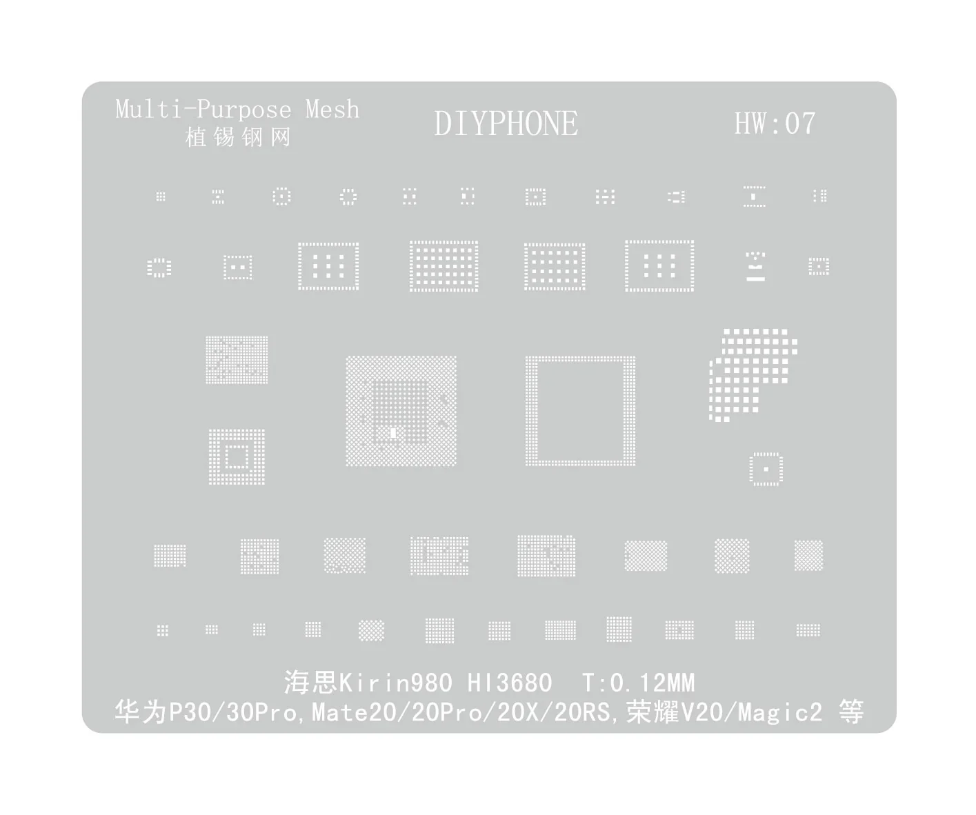 Amaoe BGA Reballing Stencil For Huawei CPU RAM WIFI IC HW1-HW19 - Image 29