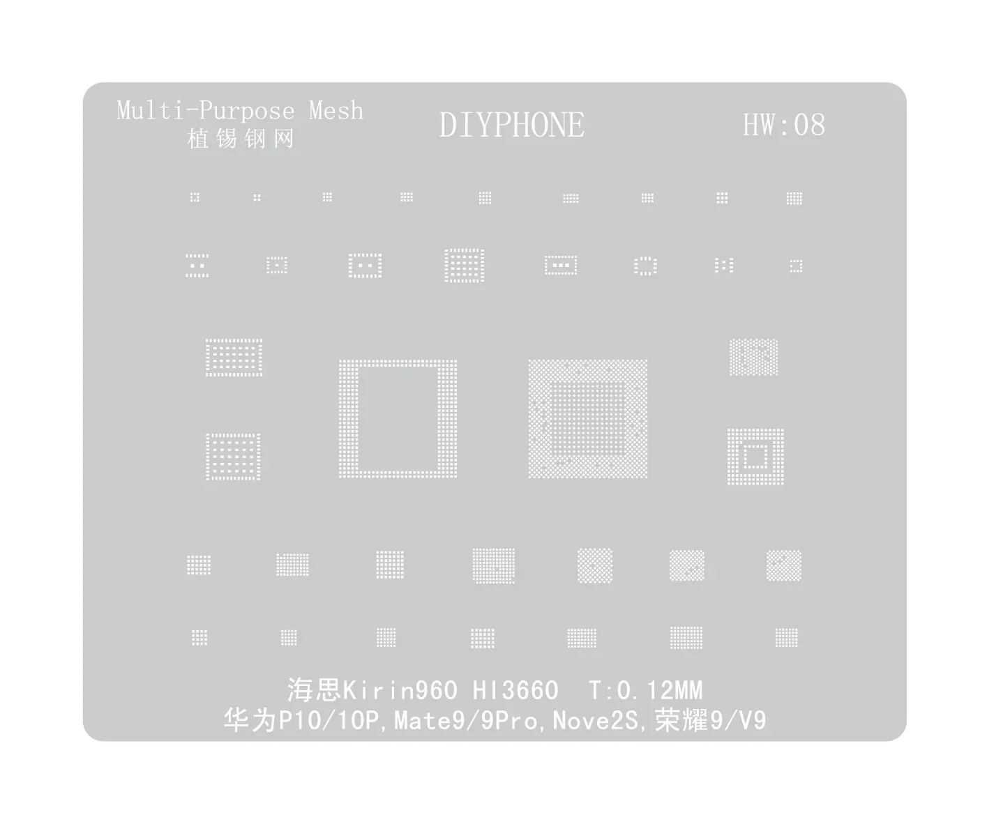 Amaoe BGA Reballing Stencil For Huawei CPU RAM WIFI IC HW1-HW19 - Image 30