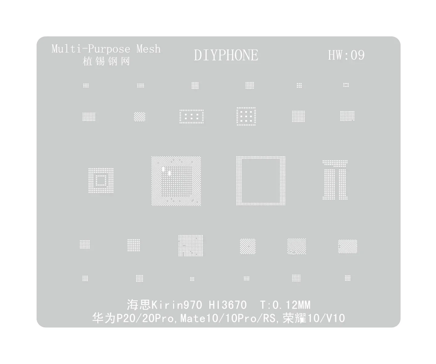 Amaoe BGA Reballing Stencil For Huawei CPU RAM WIFI IC HW1-HW19 - Image 31
