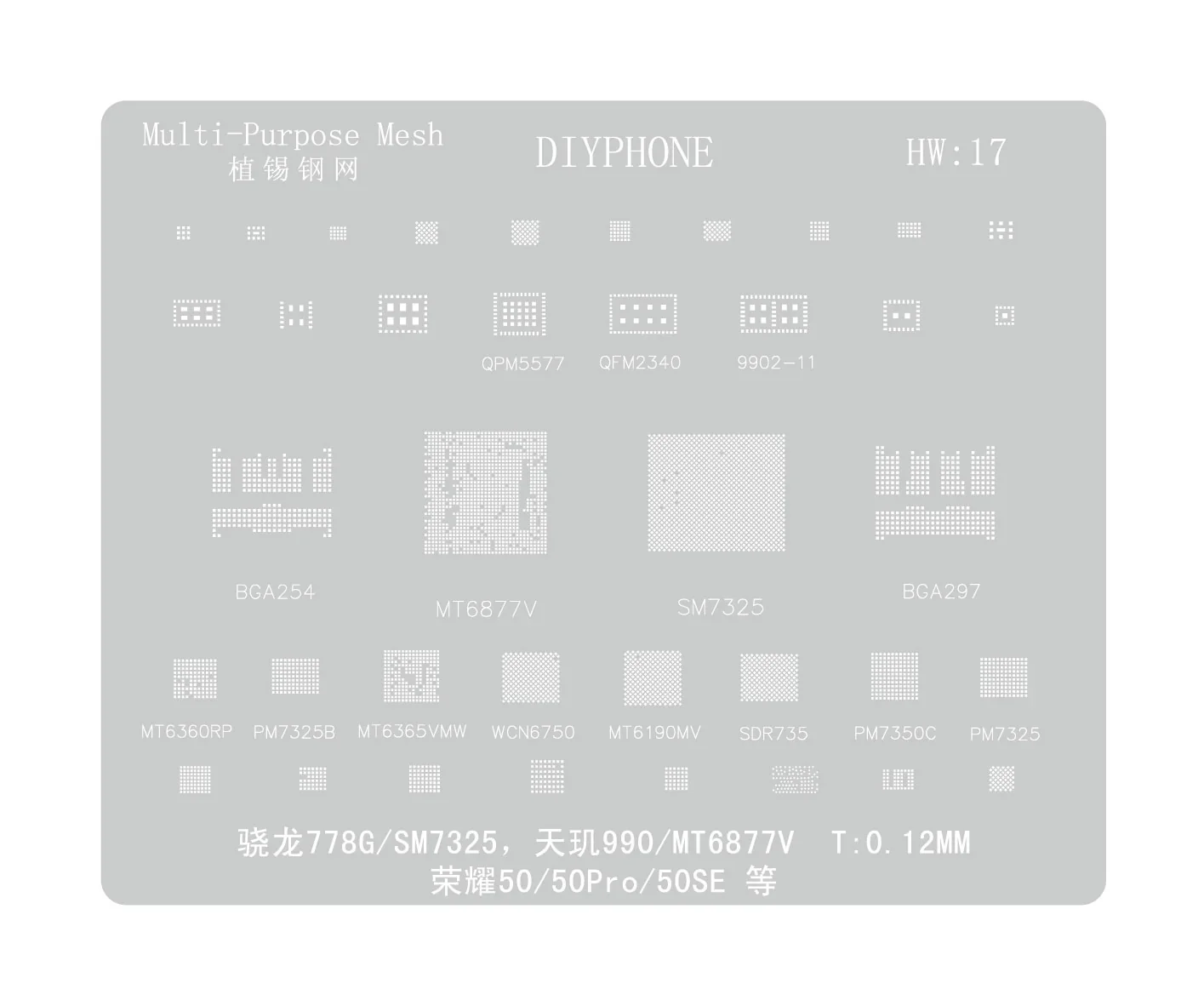 Amaoe BGA Reballing Stencil For Huawei CPU RAM WIFI IC HW1-HW19 - Image 39
