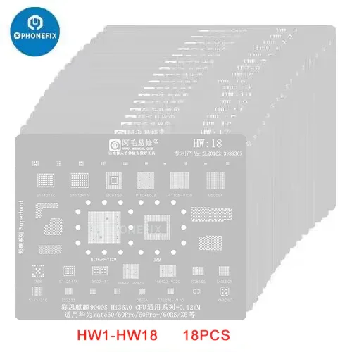 Amaoe BGA Reballing Stencil For Huawei CPU RAM WIFI IC HW1-HW19 - Image 4
