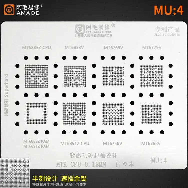 AMAOE BGA Reballing Stencil MTK CPU MU:1-MU:5 Steel Mesh - Image 6