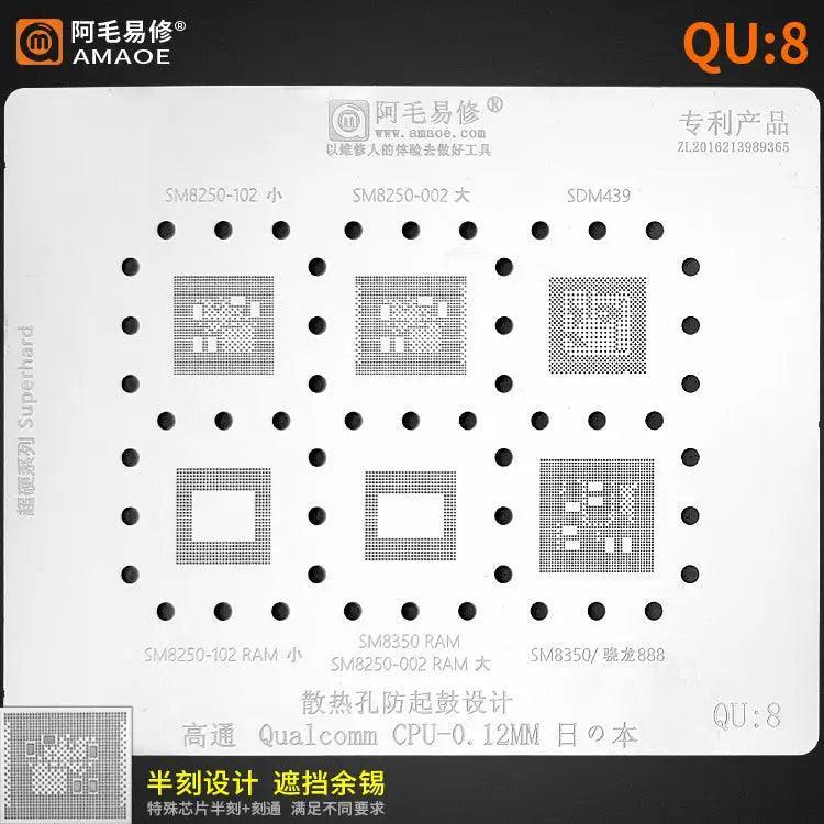 Amaoe Reballing Stencil Qualcomm CPU QU1-QU8 0.12mm - Image 10