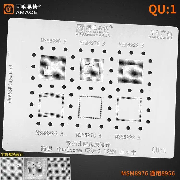 Amaoe Reballing Stencil Qualcomm CPU QU1-QU8 0.12mm - Image 3
