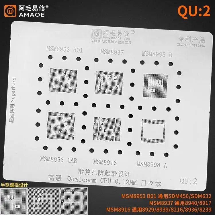 Amaoe Reballing Stencil Qualcomm CPU QU1-QU8 0.12mm - Image 4