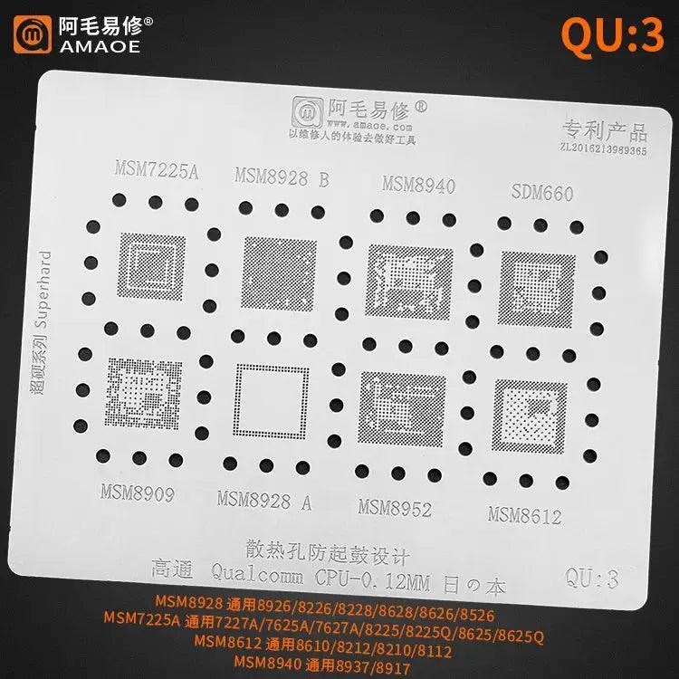 Amaoe Reballing Stencil Qualcomm CPU QU1-QU8 0.12mm - Image 5