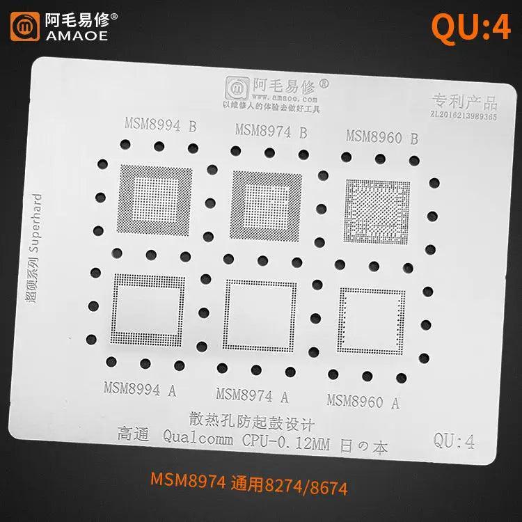 Amaoe Reballing Stencil Qualcomm CPU QU1-QU8 0.12mm - Image 6
