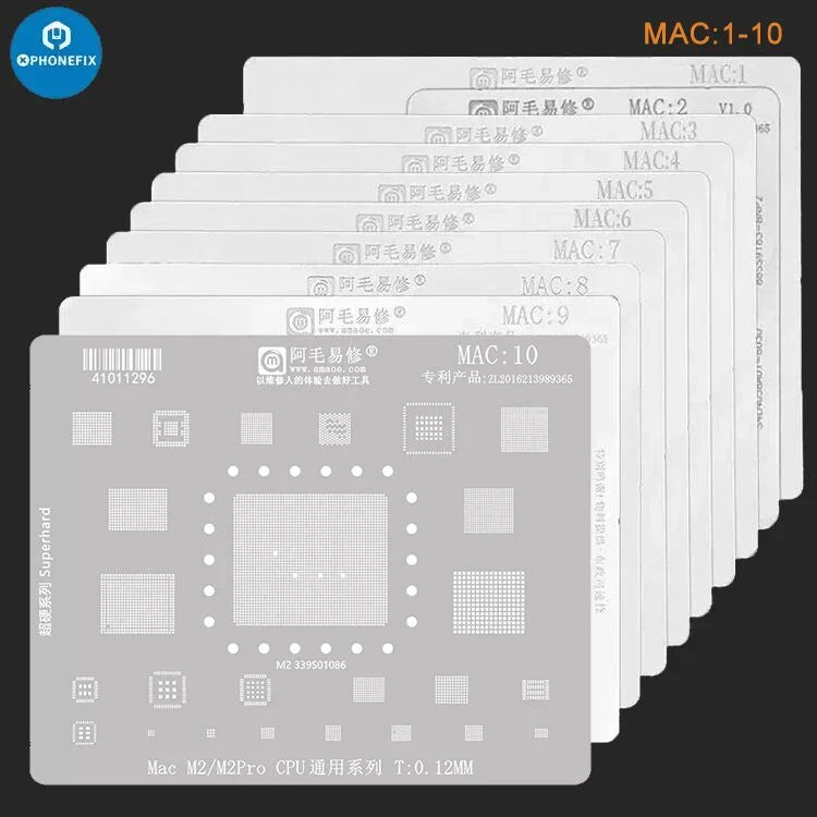 Amaoe Reballing Stencil Steel Mesh MAC:1-13 BGA CPU SSD Stencil - Image 6