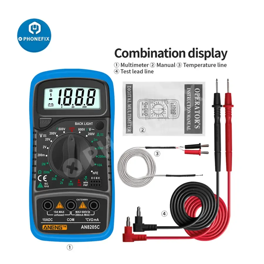 AN8205C Digital Multimeter AC/DC Volt Meter DC Ammeter Tester - Image 2
