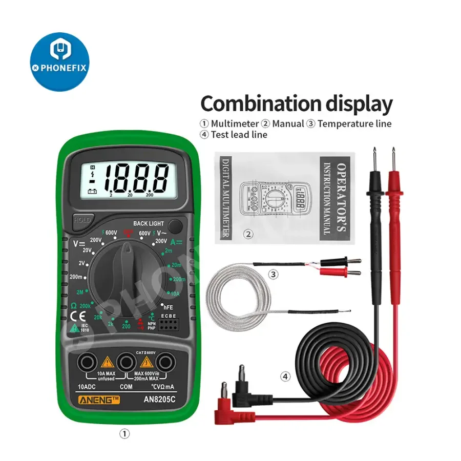 AN8205C Digital Multimeter AC/DC Volt Meter DC Ammeter Tester - Image 3