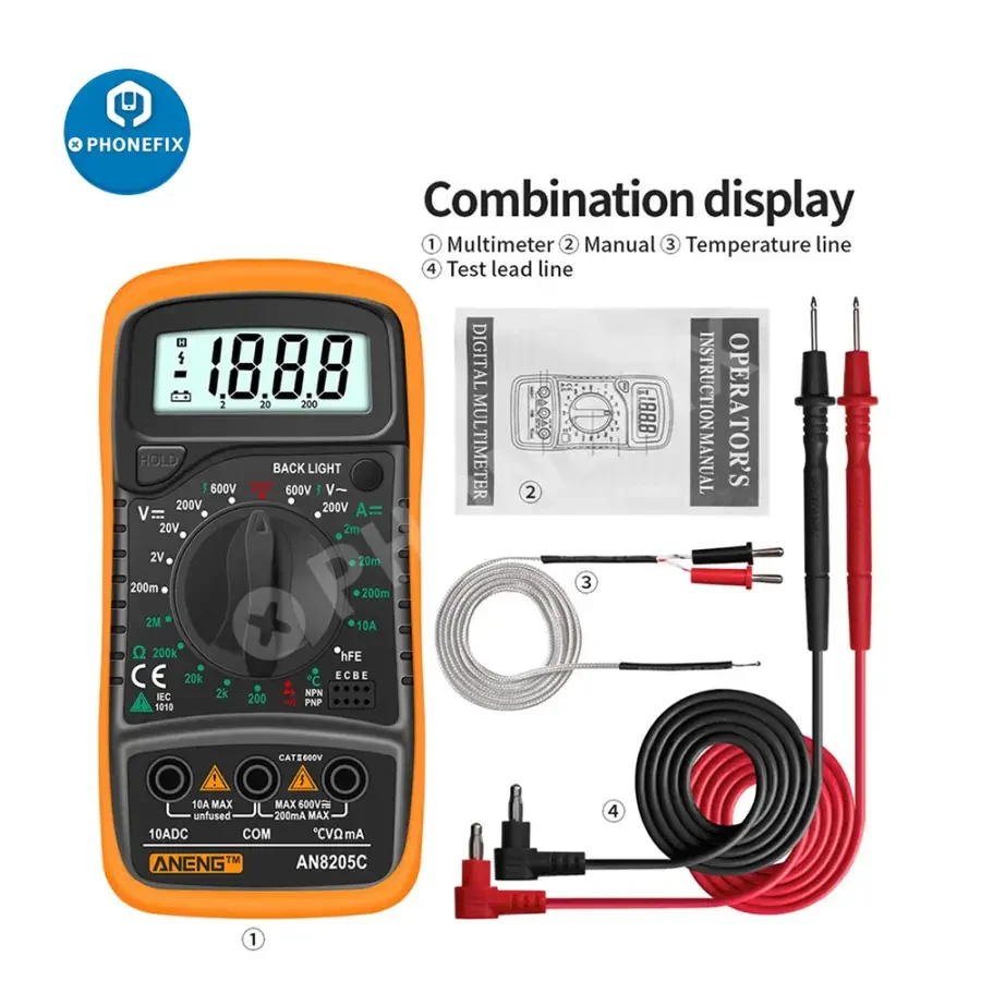 AN8205C Digital Multimeter AC/DC Volt Meter DC Ammeter Tester - Image 4