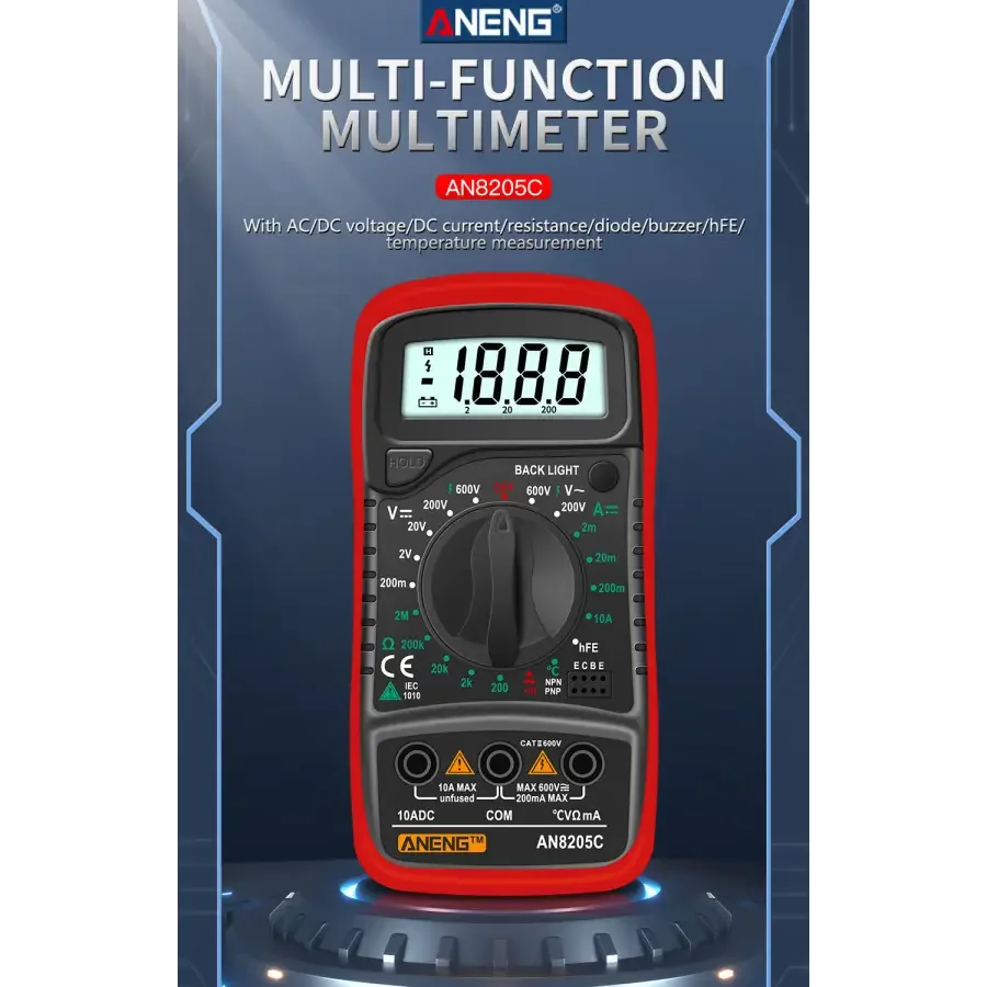 AN8205C Digital Multimeter AC/DC Volt Meter DC Ammeter Tester - Image 5
