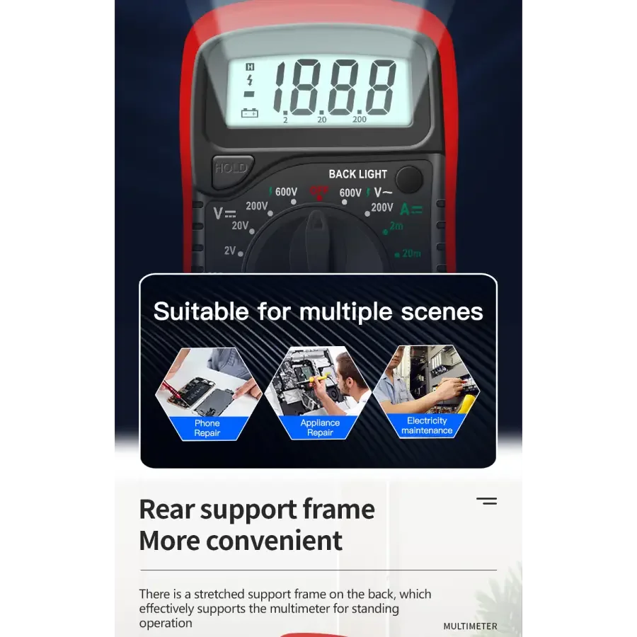 AN8205C Digital Multimeter AC/DC Volt Meter DC Ammeter Tester - Image 6