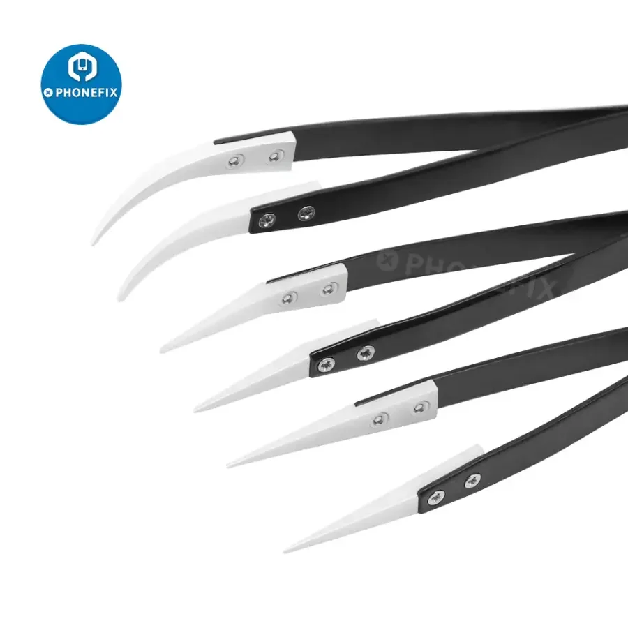 Anti-Static Stainless Steel Ceramic Tweezers with Straight Curved Knife Tip - Image 6