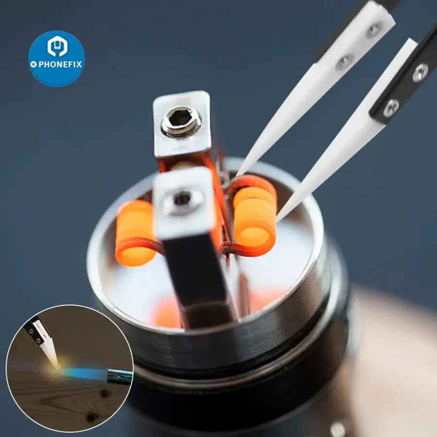 Anti-Static Stainless Steel Ceramic Tweezers with Straight Curved Knife Tip - Image 7