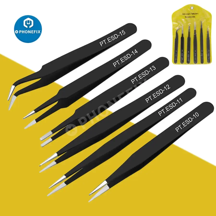 Anti-static Stainless Steel Curved Straight Tweezers For Phone Repair Tool - Image 2