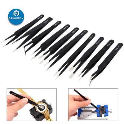 Anti-static Stainless Steel Precision Tweezers Set ESD Repair Toolkit - Image 11