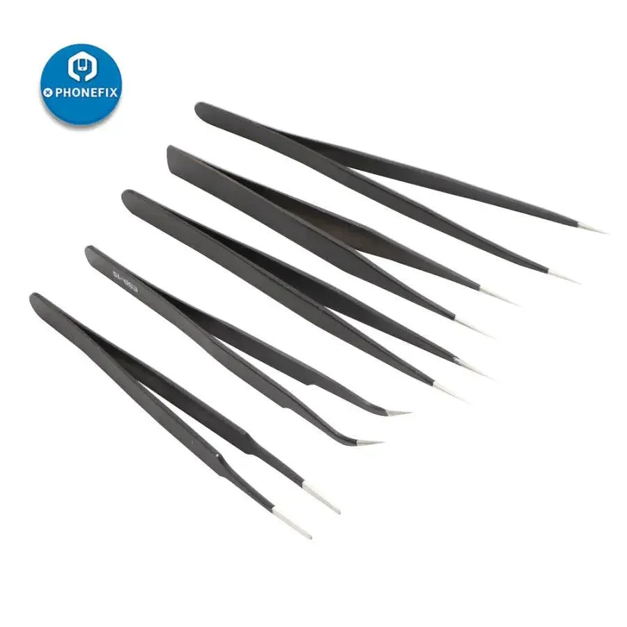 Anti-static Stainless Steel Precision Tweezers Set ESD Repair Toolkit - Image 6