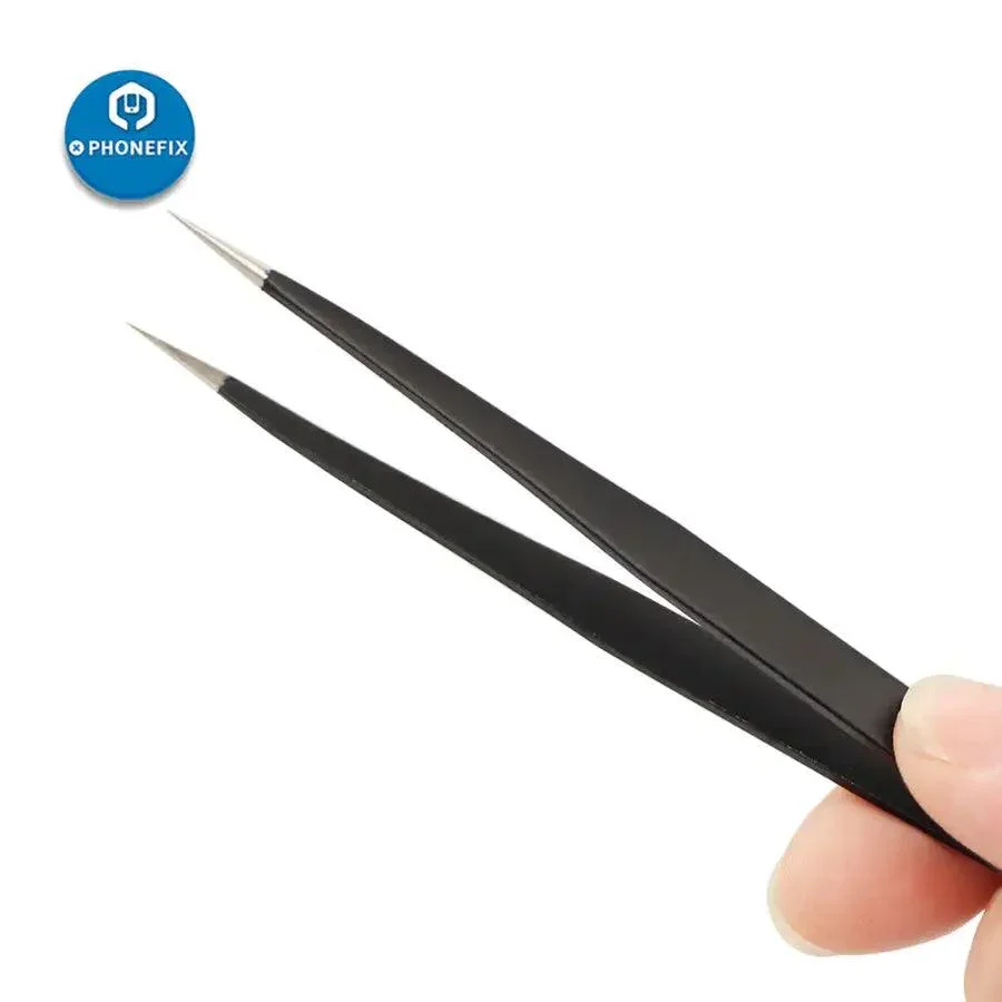 Anti-static Stainless Steel Precision Tweezers Set ESD Repair Toolkit - Image 7