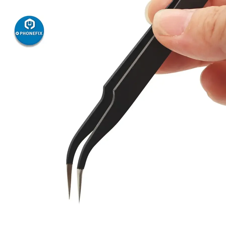 Anti-static Stainless Steel Tweezers Phone Forceps IC Removal Tool - Image 6