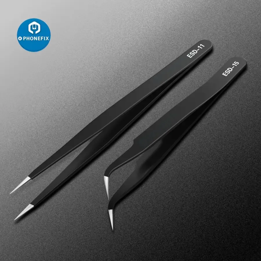 Anti-static Stainless Steel Tweezers Phone Forceps IC Removal Tool - Image 7