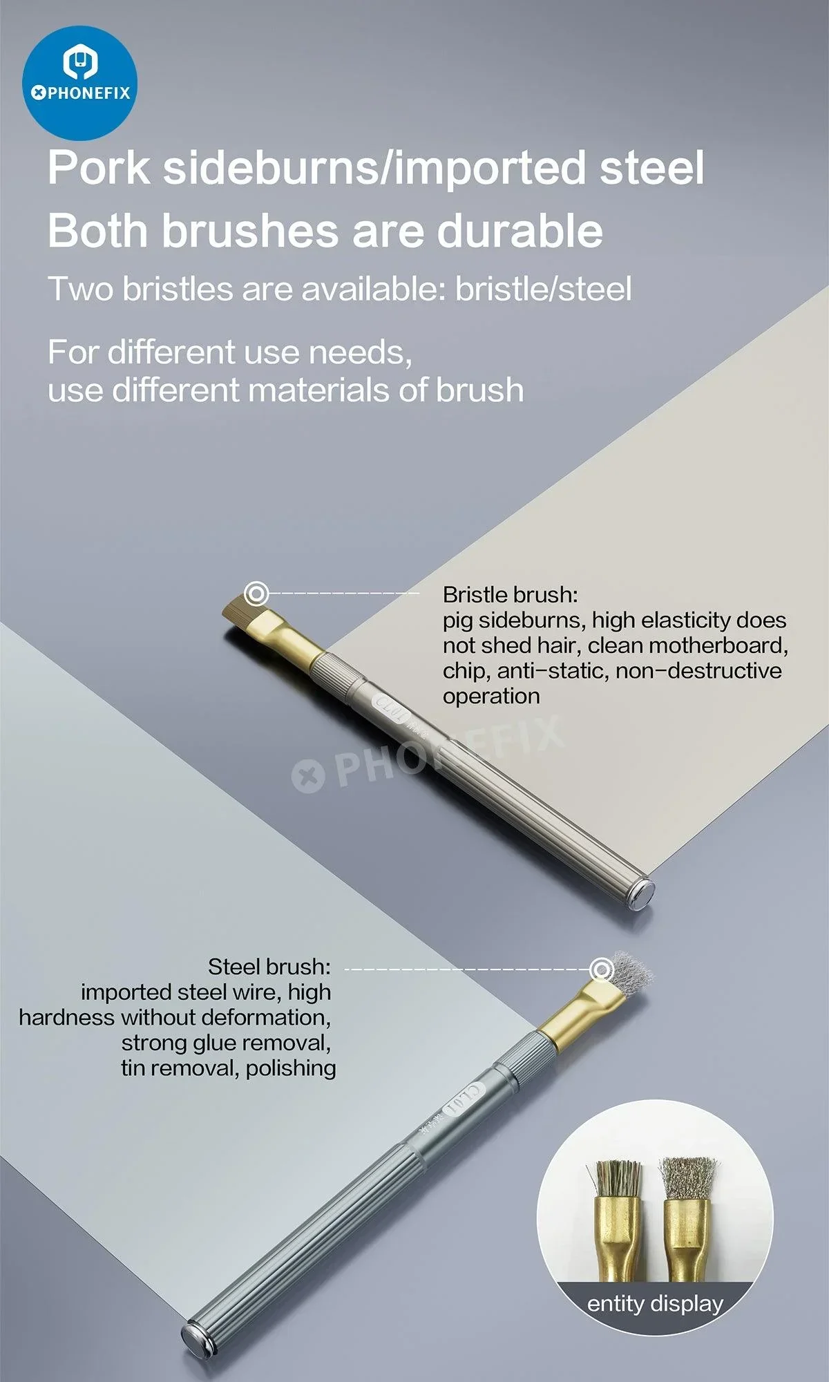 Anti-Static Steel Brush for Phone Motherboard Glue Residue Cleaning Tool - Image 11