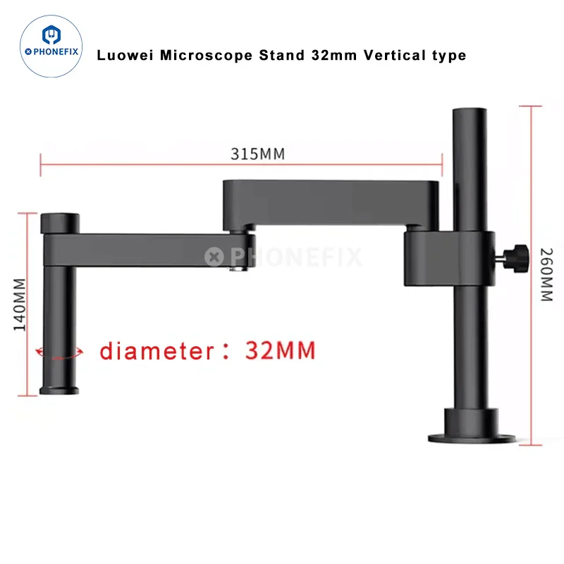 Articulating Arm Clamp Microscope Bracket 50/76mm Focusing Holder - Image 4