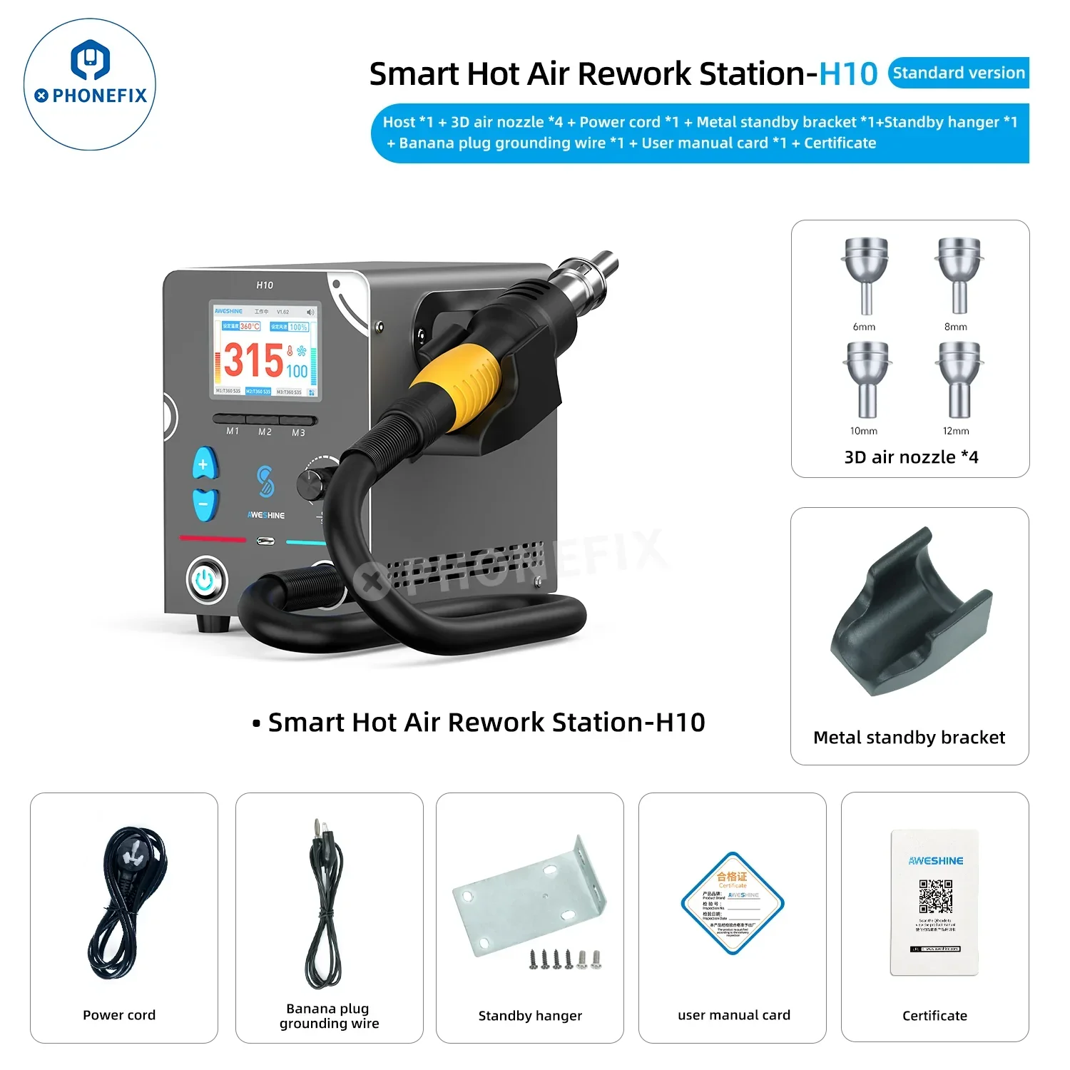 AWESHINE H08 H10 Hot Air Rework Station for Mobile Phone Repair - Image 7