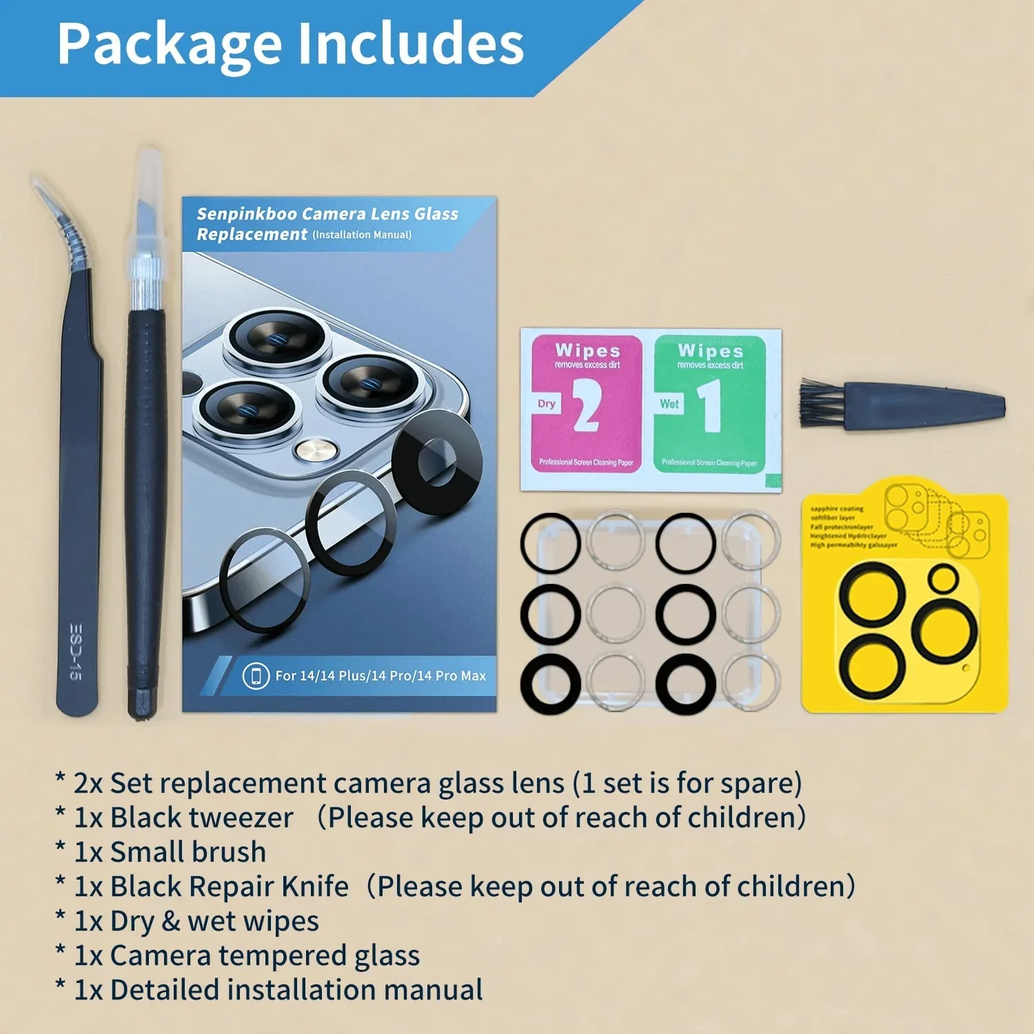Back Camera Lens Replacement Tool Kit  For iPhone 12 13 14 Pro Max - Image 12
