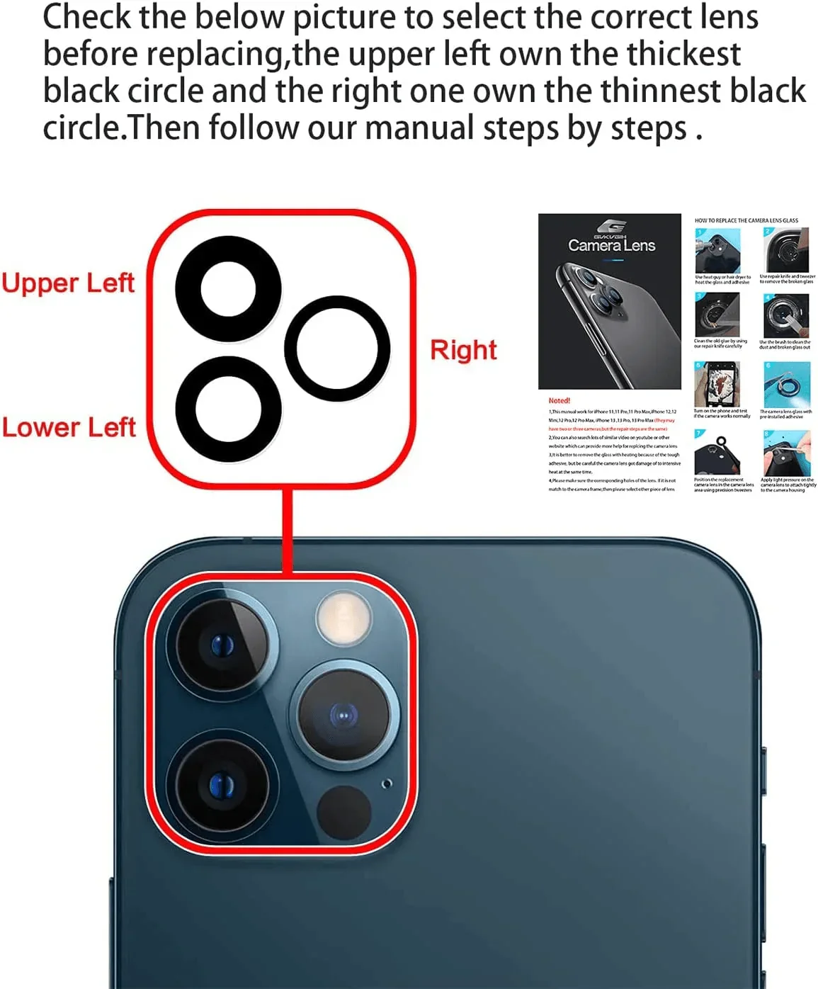 Back Camera Lens Replacement Tool Kit  For iPhone 12 13 14 Pro Max - Image 24