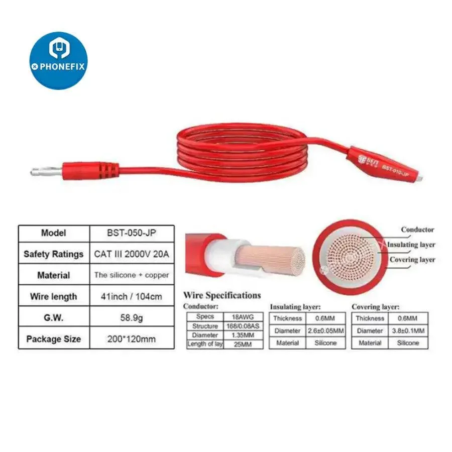 BEST Silicon Power Cord with Alligator Clip Output Line Supply Cable - Image 3