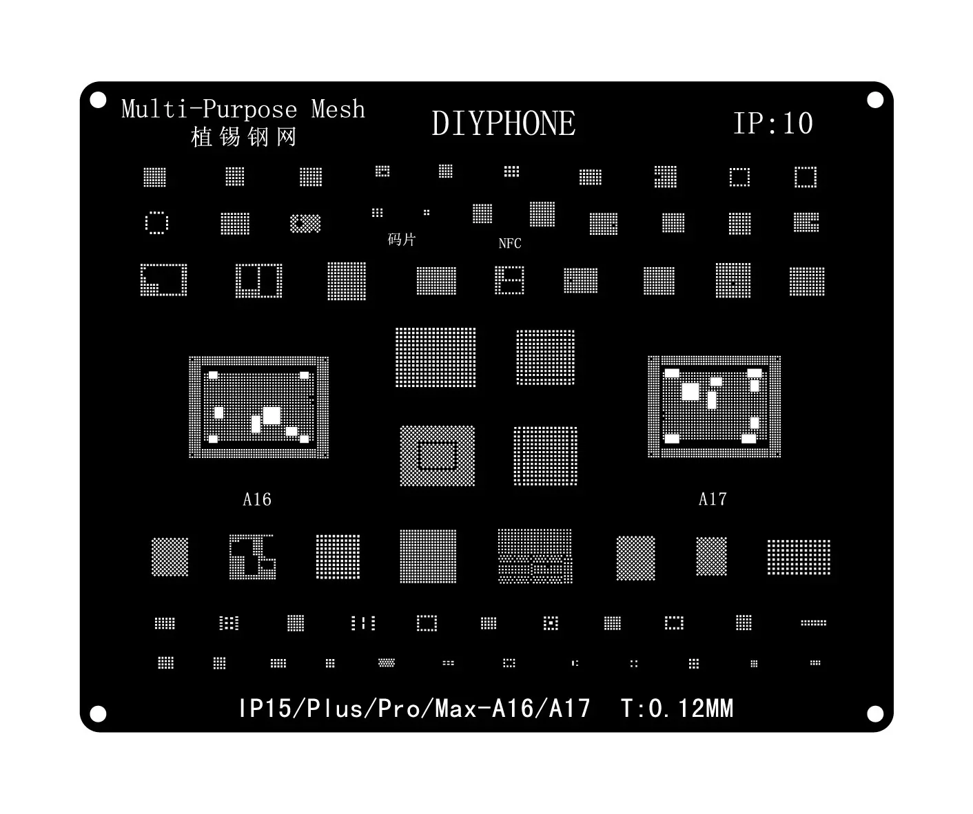 Black BGA Reballing Stencils Template For iPhone 6-17 Pro Max - Image 11