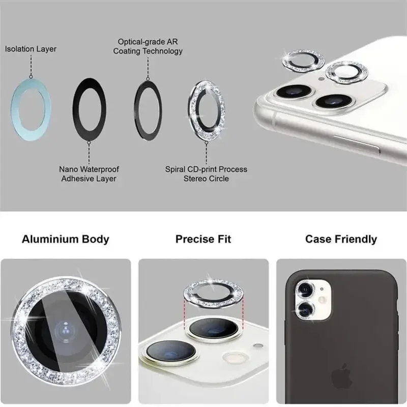 Bling Diamond Camera Lens Protector Cover For iPhone 13 12Mini 11Pro - Image 21
