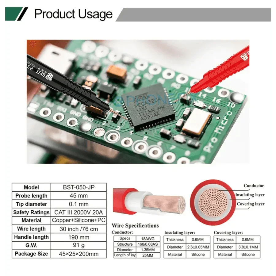 BST-050 Digital Multimeter Super Fine Test Leads Pen Cable - Image 3