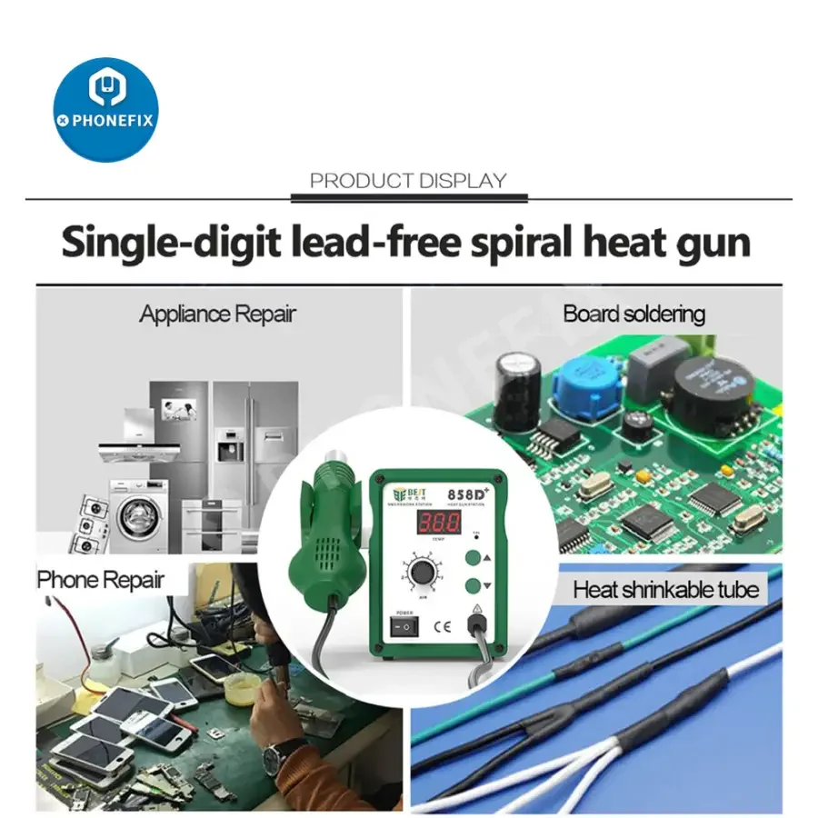 BST-858D+ Hot Air Gun Rework Soldering Station For Phone Repair - Image 5