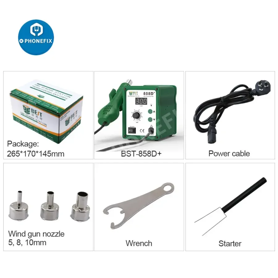 BST-858D+ Hot Air Gun Rework Soldering Station For Phone Repair - Image 6