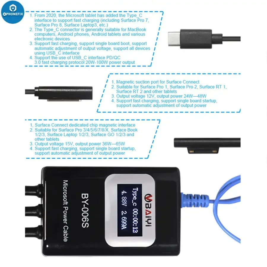 BY-006S  Mult-Function Microsoft Power Cable for Surface Laptop - Image 4