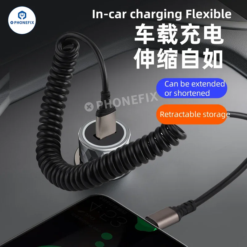Car Spring Retractable 6A Super Fast Charging Data Cable - Image 5