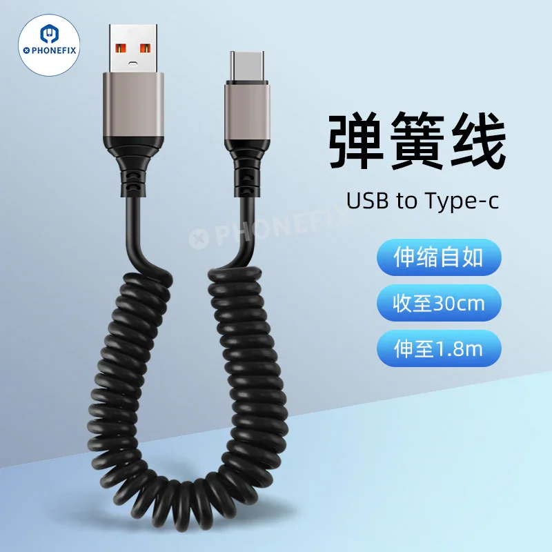 Car Spring Retractable 6A Super Fast Charging Data Cable - Image 7