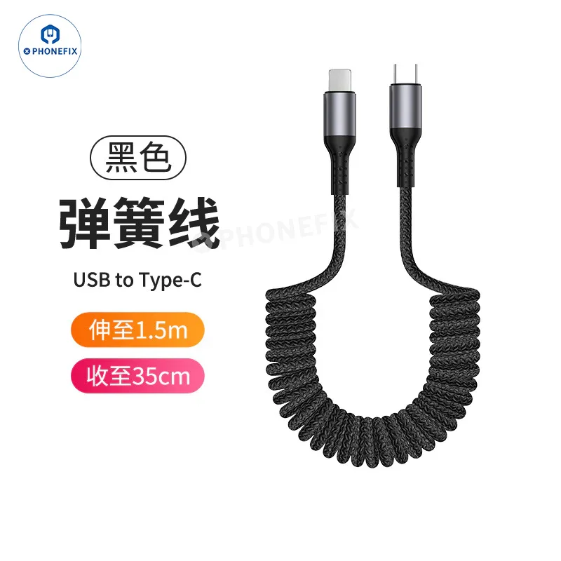 CarPlay Coiled Charging Data Cable for iPhone Android Phones - Image 10