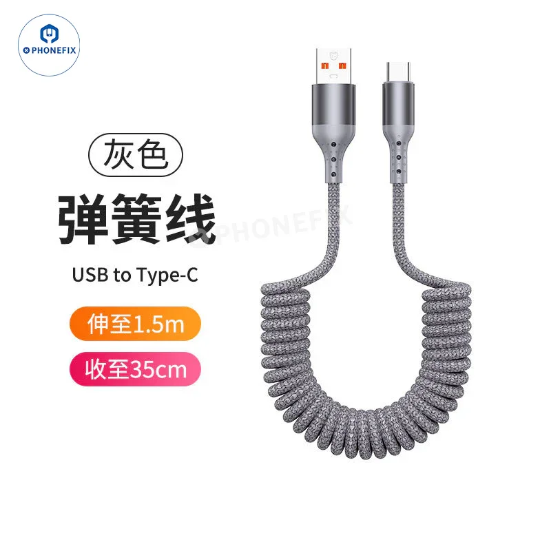 CarPlay Coiled Charging Data Cable for iPhone Android Phones - Image 11