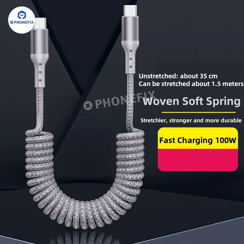 CarPlay Coiled Charging Data Cable for iPhone Android Phones - Image 2