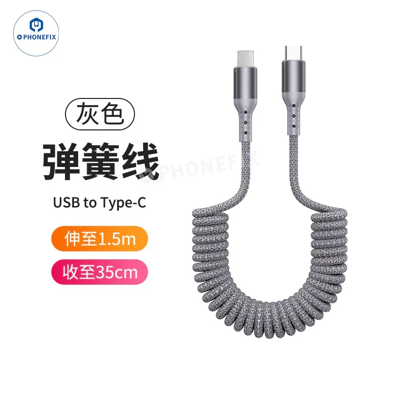 CarPlay Coiled Charging Data Cable for iPhone Android Phones - Image 23