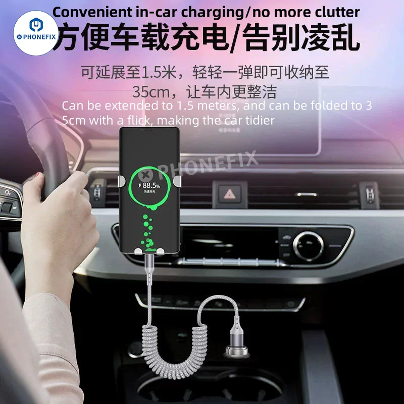 CarPlay Coiled Charging Data Cable for iPhone Android Phones - Image 3