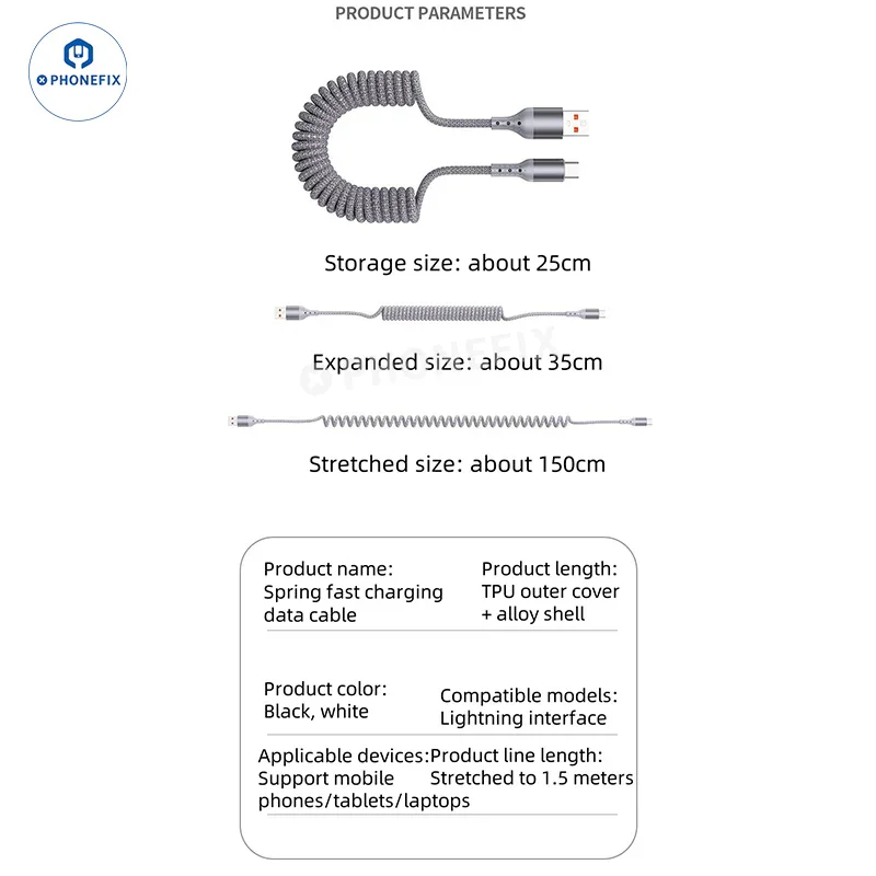 CarPlay Coiled Charging Data Cable for iPhone Android Phones - Image 6