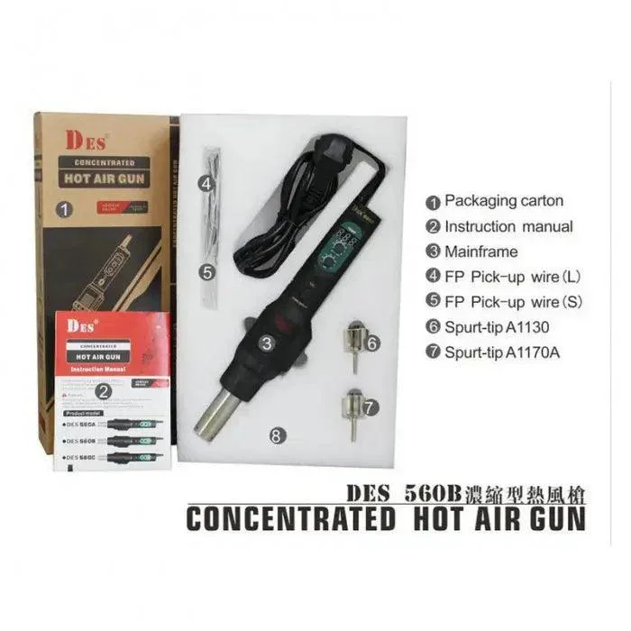 DES 560B Handheld Hot Air Gun Digital De-Soldering Rework Station - Image 3