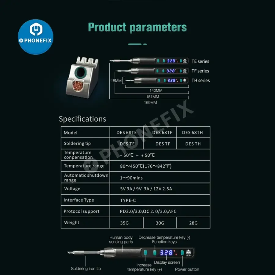 DES 68 TE TF TH Mini Nano Soldering Station Digital Welding Tool - Image 9