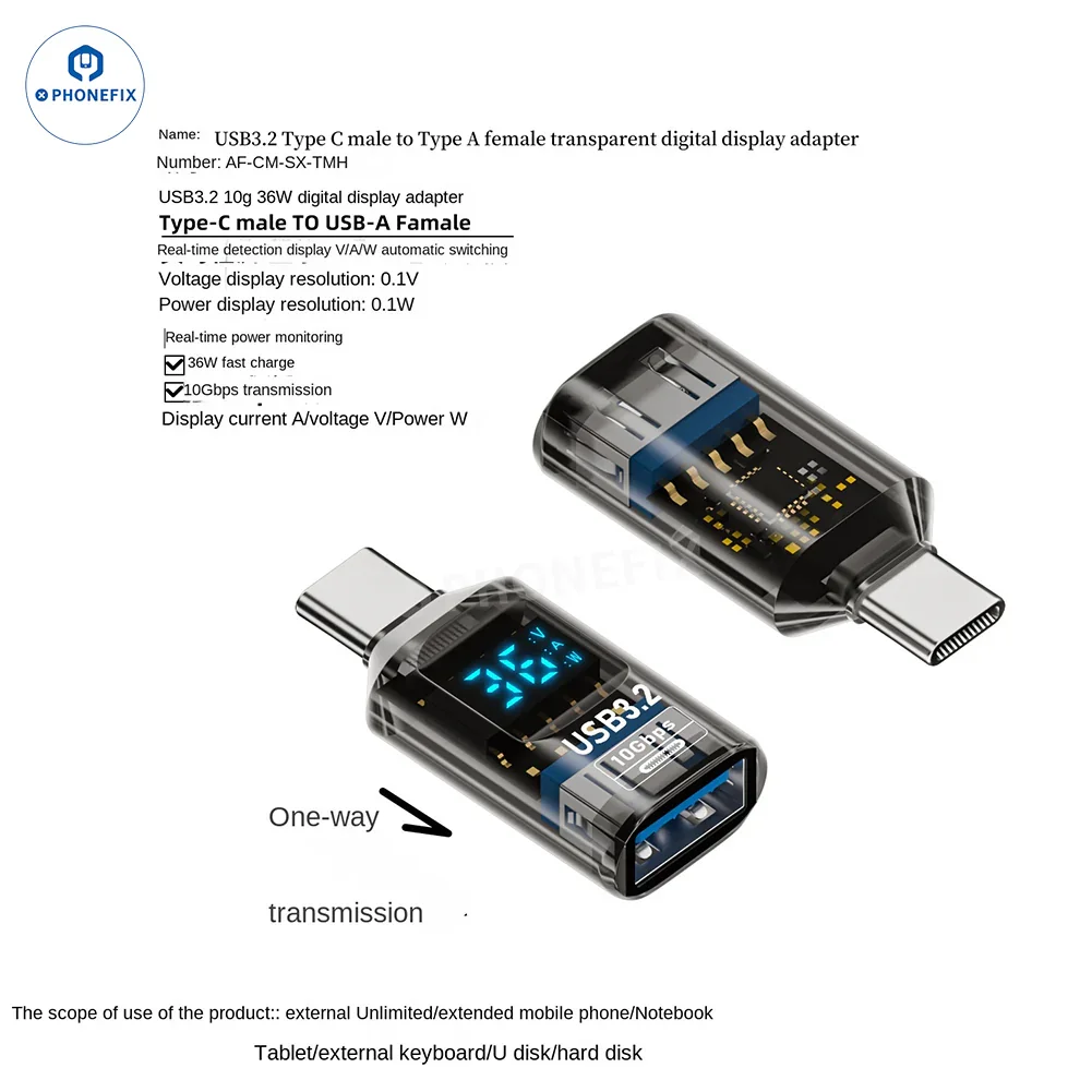 Digital Display Type-C USB 3.2 Mobile Phone Laptop Adapter - Image 12