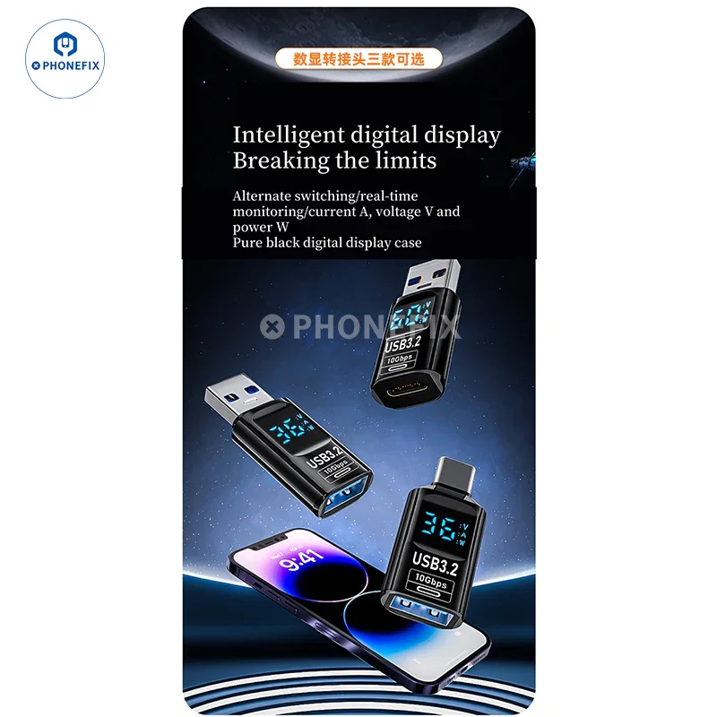 Digital Display Type-C USB 3.2 Mobile Phone Laptop Adapter - Image 13