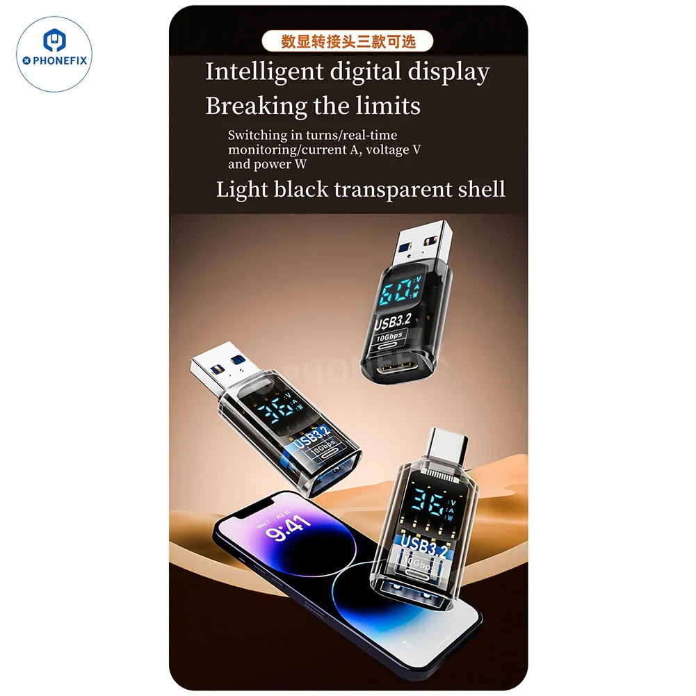 Digital Display Type-C USB 3.2 Mobile Phone Laptop Adapter - Image 8